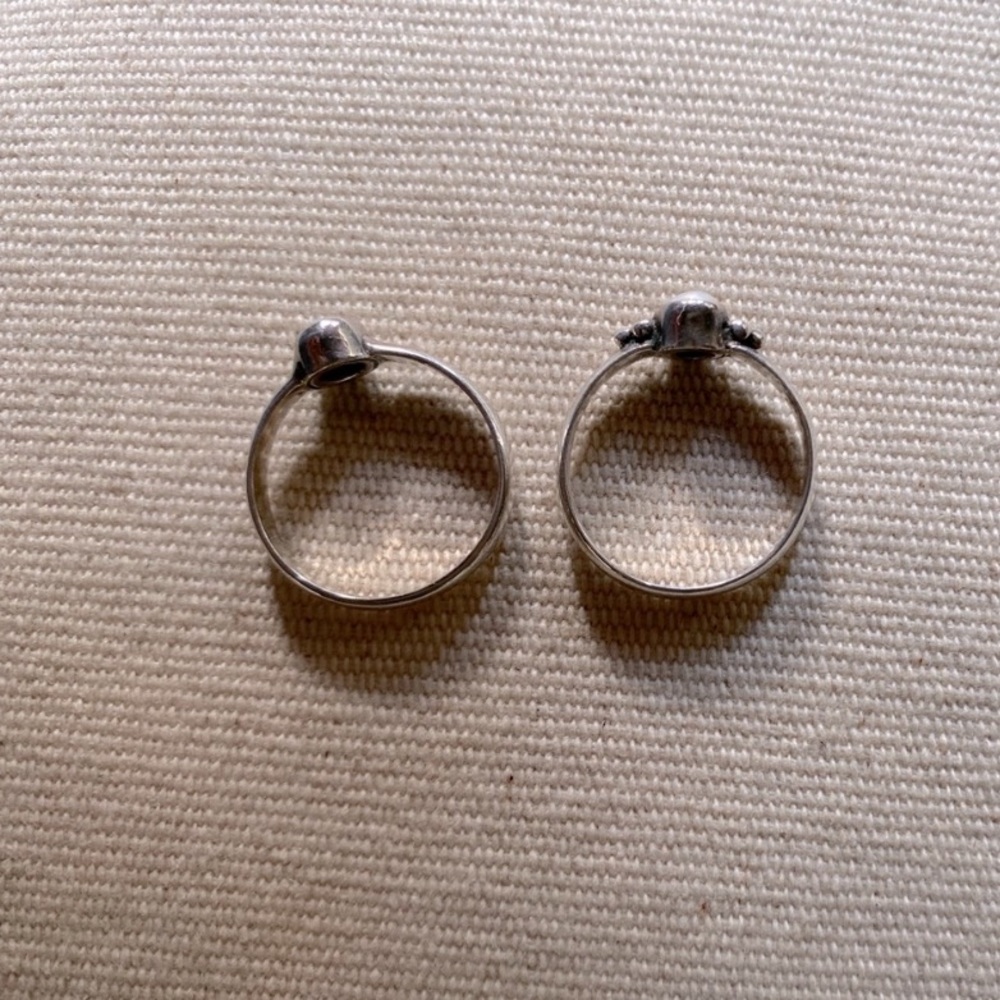 Two Sterling Silver Freshwater Pearl Rings Stackable Pair Jewelry - Picture 3 of 4